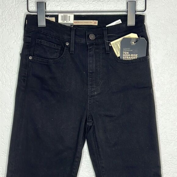 NWT LEVIS PREMIUM 724 HIGH-RISE STRAIGHT
CROPPED Sz 24 Black - Picture 3 of 16